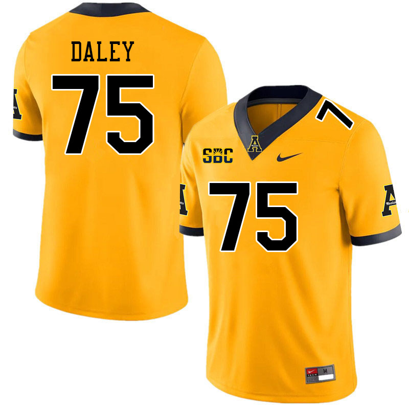 Men #75 Damion Daley Appalachian State Mountaineers College Football Jerseys Stitched Sale-Gold
